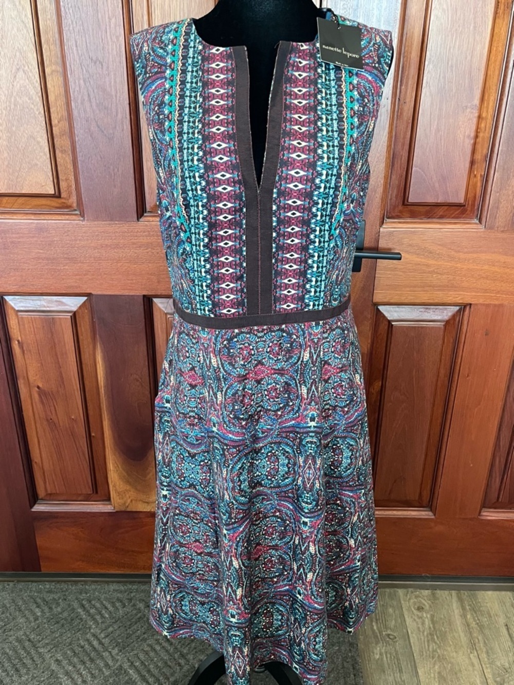 Nanette Lepore Womens Dress Dark Green Exotic Print Sleeveless Size 10 NWT $448